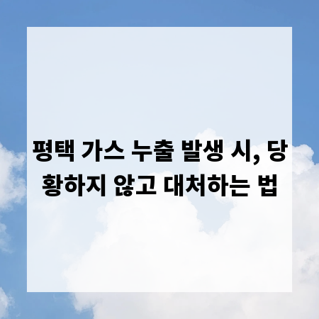 평택 가스 누출 발생 시, 당황하지 않고 대처하는 법
