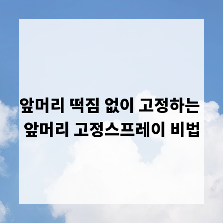 앞머리 떡짐 없이 고정하는 앞머리 고정스프레이 비법