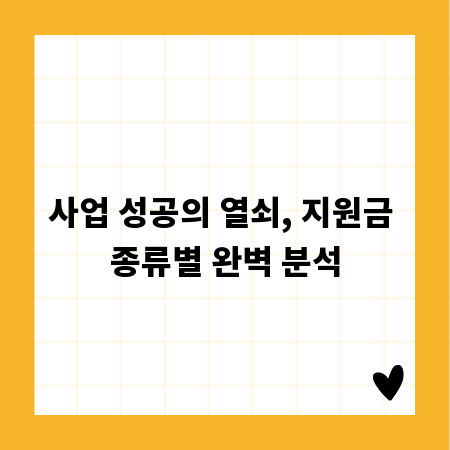 사업 성공의 열쇠, 지원금 종류별 완벽 분석