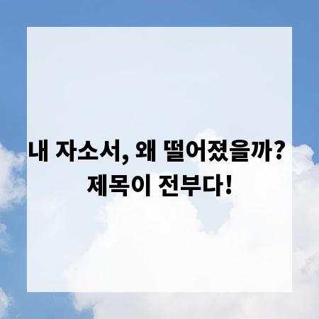 내 자소서, 왜 떨어졌을까? 제목이 전부다!