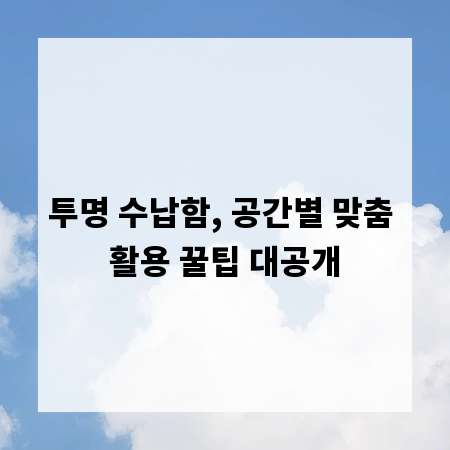 투명 수납함, 공간별 맞춤 활용 꿀팁 대공개