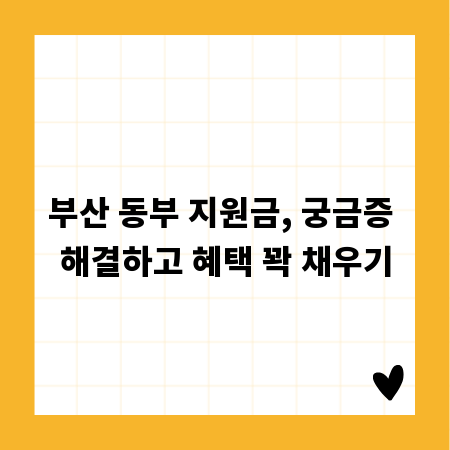 부산 동부 지원금, 궁금증 해결하고 혜택 꽉 채우기