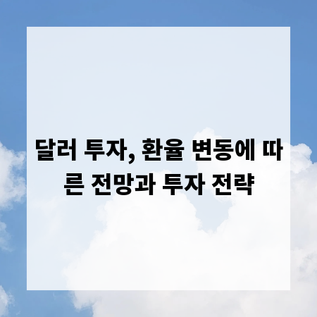 달러 투자, 환율 변동에 따른 전망과 투자 전략