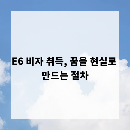 E6 비자 취득, 꿈을 현실로 만드는 절차