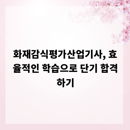 화재감식평가산업기사, 효율적인 학습으로 단기 합격하기