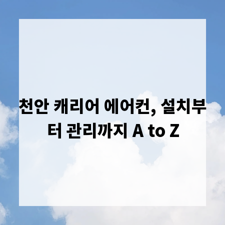 천안 캐리어 에어컨, 설치부터 관리까지 A to Z