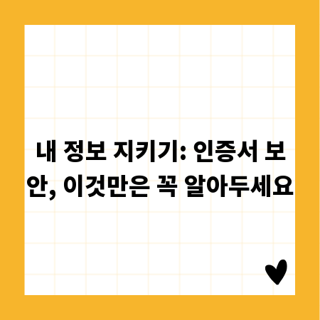 내 정보 지키기: 인증서 보안, 이것만은 꼭 알아두세요