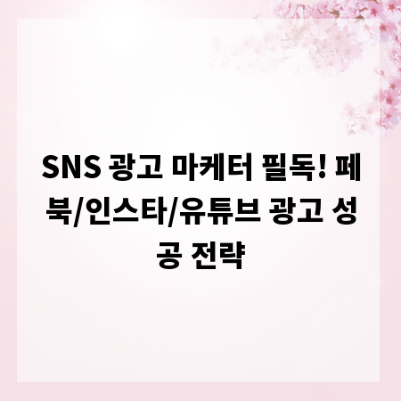 SNS 광고 마케터 필독! 페북/인스타/유튜브 광고 성공 전략