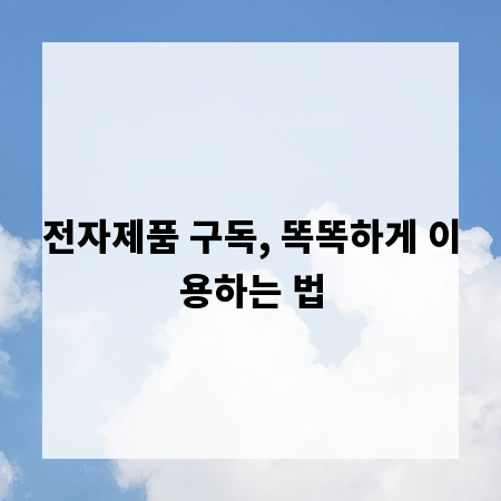 전자제품 구독, 똑똑하게 이용하는 법