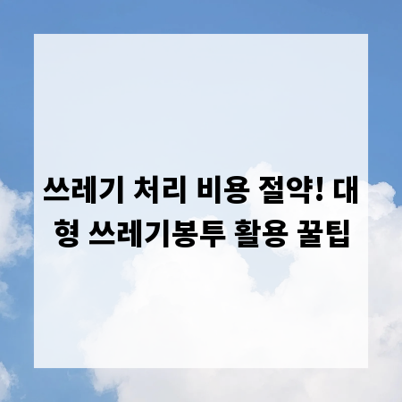 쓰레기 처리 비용 절약! 대형 쓰레기봉투 활용 꿀팁