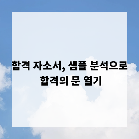 합격 자소서, 샘플 분석으로 합격의 문 열기