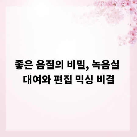 좋은 음질의 비밀, 녹음실 대여와 편집 믹싱 비결