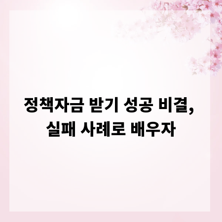 정책자금 받기 성공 비결, 실패 사례로 배우자