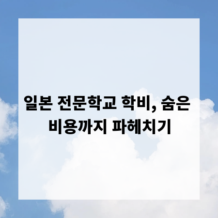 일본 전문학교 학비, 숨은 비용까지 파헤치기