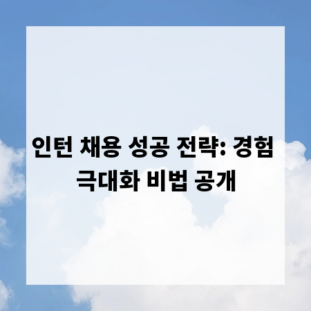 인턴 채용 성공 전략: 경험 극대화 비법 공개