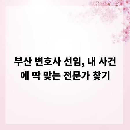 부산 변호사 선임, 내 사건에 딱 맞는 전문가 찾기