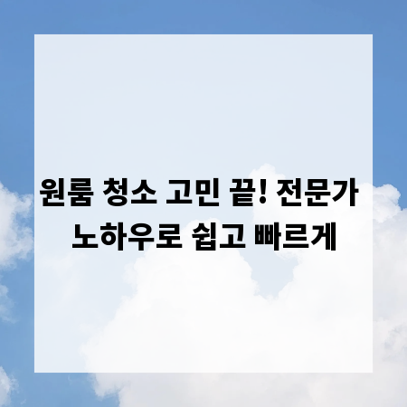 원룸 청소 고민 끝! 전문가 노하우로 쉽고 빠르게