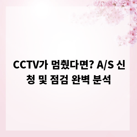 CCTV가 멈췄다면? A/S 신청 및 점검 완벽 분석