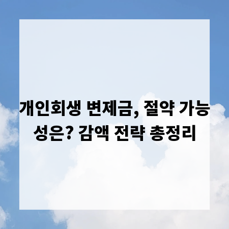 개인회생 변제금, 절약 가능성은? 감액 전략 총정리