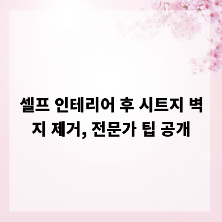 셀프 인테리어 후 시트지 벽지 제거, 전문가 팁 공개