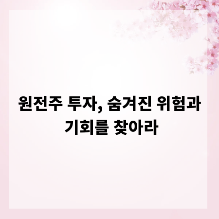 원전주 투자, 숨겨진 위험과 기회를 찾아라