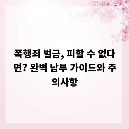 폭행죄 벌금, 피할 수 없다면? 완벽 납부 가이드와 주의사항