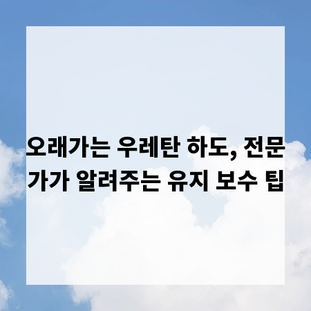 오래가는 우레탄 하도, 전문가가 알려주는 유지 보수 팁