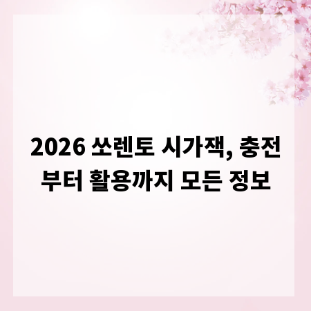 2026 쏘렌토 시가잭, 충전부터 활용까지 모든 정보