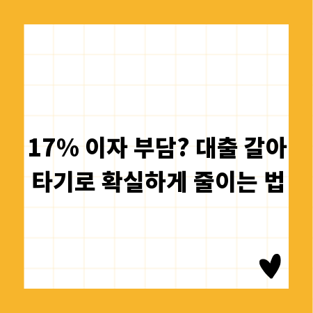 17% 이자 부담? 대출 갈아타기로 확실하게 줄이는 법