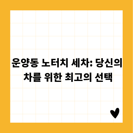 운양동 노터치 세차: 당신의 차를 위한 최고의 선택