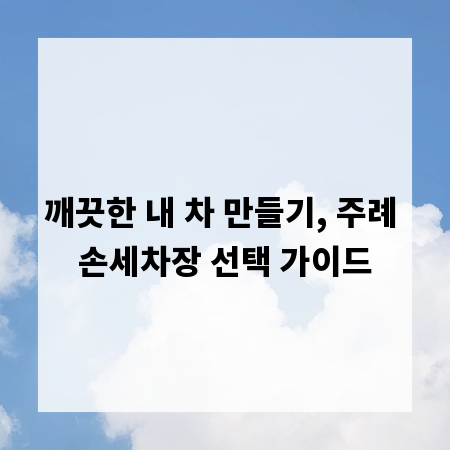 깨끗한 내 차 만들기, 주례 손세차장 선택 가이드