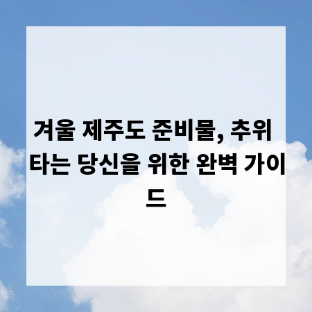 겨울 제주도 준비물, 추위 타는 당신을 위한 완벽 가이드