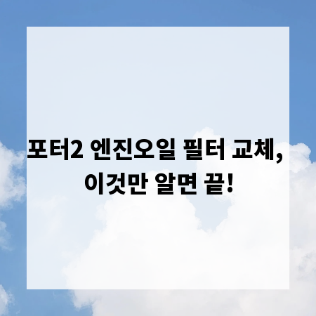 포터2 엔진오일 필터 교체, 이것만 알면 끝!