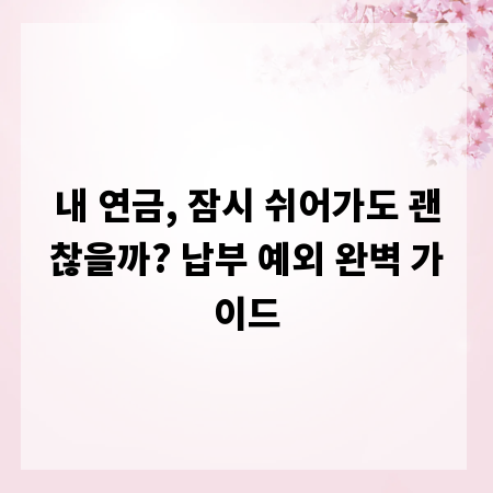 내 연금, 잠시 쉬어가도 괜찮을까? 납부 예외 완벽 가이드