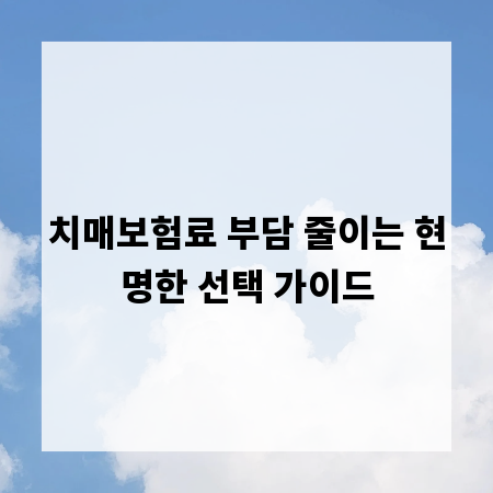 치매보험료 부담 줄이는 현명한 선택 가이드