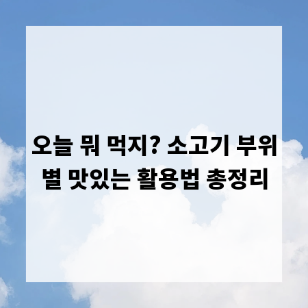 오늘 뭐 먹지? 소고기 부위별 맛있는 활용법 총정리