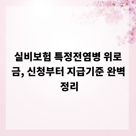 실비보험 특정전염병 위로금, 신청부터 지급기준 완벽 정리