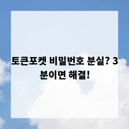 토큰포켓 비밀번호 분실? 3분이면 해결!