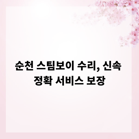 순천 스팀보이 수리, 신속 정확 서비스 보장