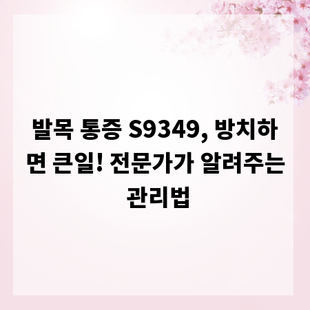 발목 통증 S9349, 방치하면 큰일! 전문가가 알려주는 관리법