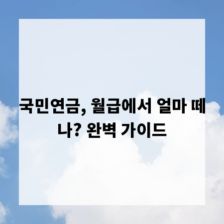 국민연금, 월급에서 얼마 떼나? 완벽 가이드