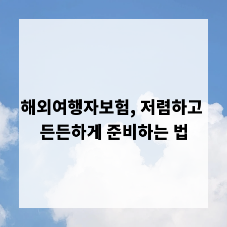 해외여행자보험, 저렴하고 든든하게 준비하는 법