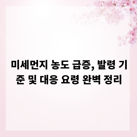 미세먼지 농도 급증, 발령 기준 및 대응 요령 완벽 정리