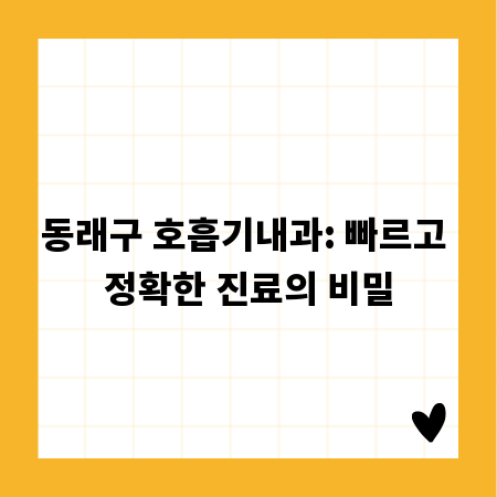 동래구 호흡기내과: 빠르고 정확한 진료의 비밀
