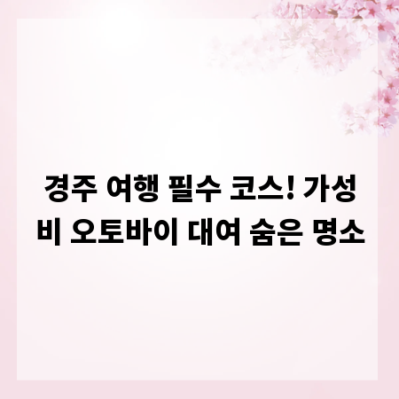경주 여행 필수 코스! 가성비 오토바이 대여 숨은 명소