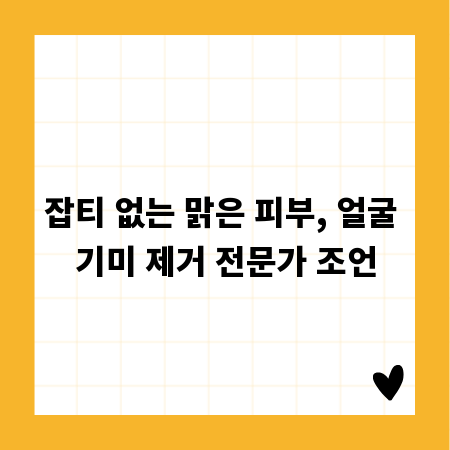 잡티 없는 맑은 피부, 얼굴 기미 제거 전문가 조언