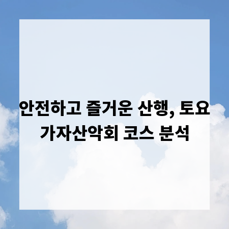 안전하고 즐거운 산행, 토요가자산악회 코스 분석