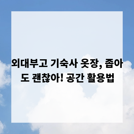 외대부고 기숙사 옷장, 좁아도 괜찮아! 공간 활용법