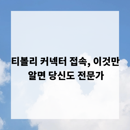 티볼리 커넥터 접속, 이것만 알면 당신도 전문가