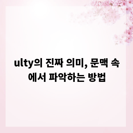 ulty의 진짜 의미, 문맥 속에서 파악하는 방법